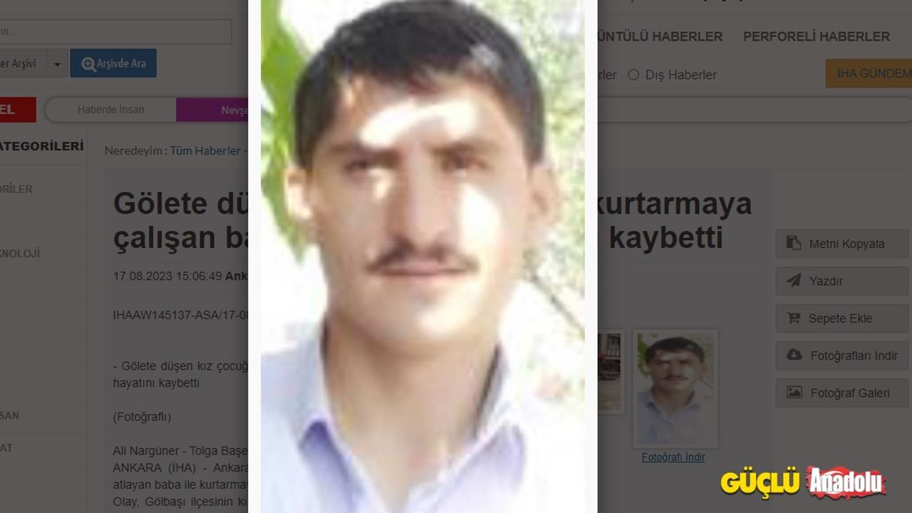 Ankara'da gölete düşen kız çocuğu ile onu kurtarmaya çalışan babası boğularak hayatını kaybetti
