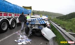 Park halindeki polis aracına çarptı