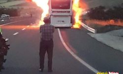 Elazığ'da yolcu otobüsü kül oldu