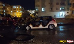 Şanlıurfa’nın Ceylanpınar ilçesinde seyir halindeki otomobil alev aldı