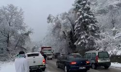 Bursa'da kar yolları kapattı