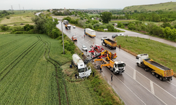 Edirne'de treyler silobas devrildi: 1 kişi yaralandı