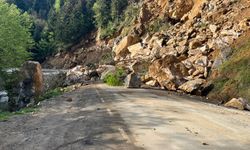 Giresun’da gece yaşanan heyelan yolu kapattı!