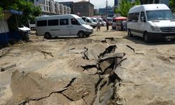 Trabzon'da şiddetli yağış sonrası beton zemin çöktü!