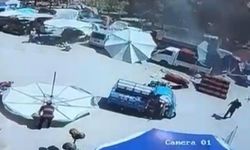 Pazar şemsiyesi hamile kadın ve çocuğunun üzerine düştü