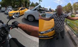 Eskişehir’de taksi şoförü ile motosikletli kurye trafikte kavga etti