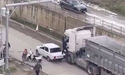 Samsun’da tır şoförüne sopalı saldırı kamerada