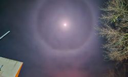 Tekirdağ Muratlı'da 'Ay Halesi' görüntülendi