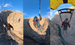Karanlık Kanyon’da base jump gösterisi nefes kesti