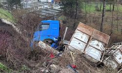 Bolu’da kontrolden çıkan tır şarampole yuvarlandı