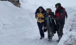 Zorlu hava şartlarında ekipler hasta kadın için seferber oldu