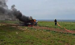 Gaz kaçağı olan otomobil alev aldı