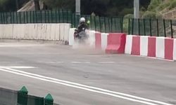 Motodrag yarışında kontrolden çıkan motosiklet kaza yaptı