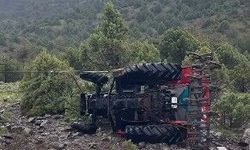 Şarampole devrilen traktörde 1 kişi yaralandı