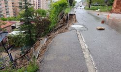 Aşırı yağış Gümüşhane’de yolu çökertti