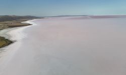 Tuz Gölü pembe görüntüsüyle göz kamaştırdı