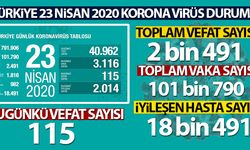 Türkiye'de koronavirüs nedeniyle son 24 saatte 115 kişi hayatını kaybetti