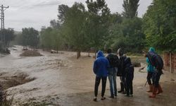 Suluova'da sağanak yağış dereyi taşırdı, köy yolu nehre döndü