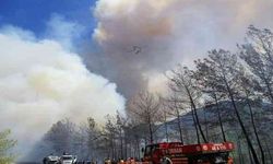 Marmaris'teki orman yangınına 14 uçak ve 35 helikopter ile havadan müdahale ediliyor