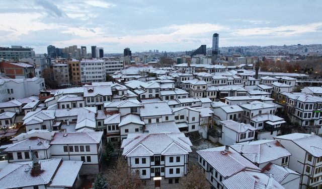 Ankara'daki beyaz örtü havadan görüntülendi!