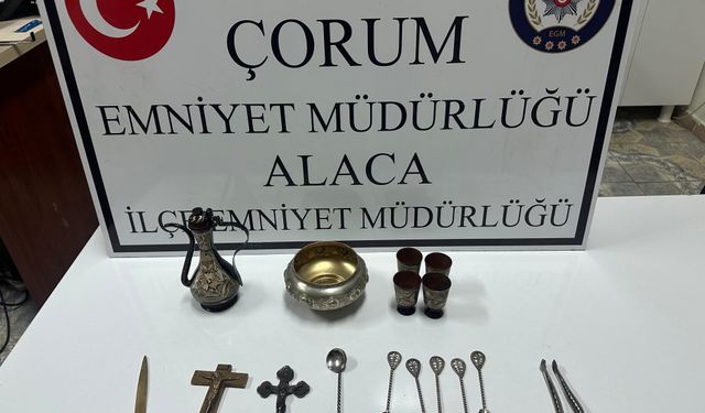Çorum Alaca’da tarihi eser operasyonu