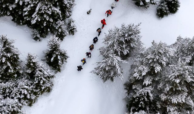 Gümüşhane’de Alpleri aratmayan kar yürüyüşü