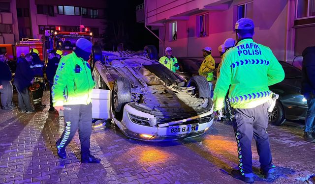 Bolu’da takla atan otomobilin sürücüsü alkolmetreye üfleyemedi