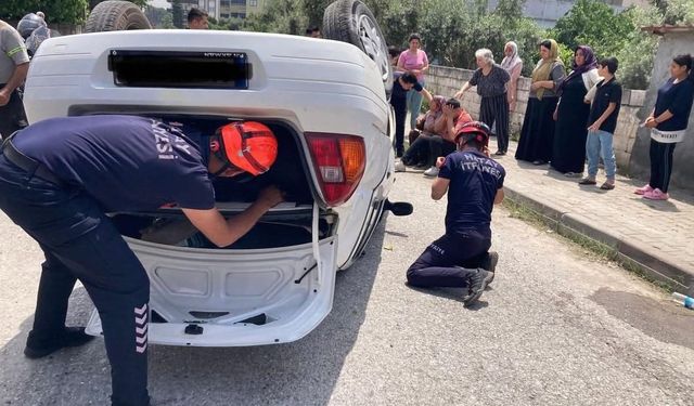 Hatay Dörtyol’da kaza: Araç ters döndü