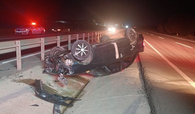 Tekirdağ’da otomobil takla attı