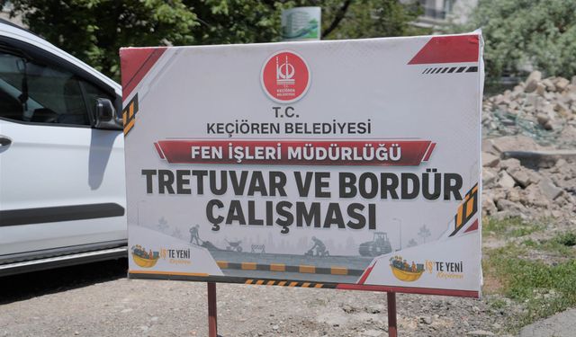 Keçiören'de kaldırım yenileme çalışmaları sürüyor