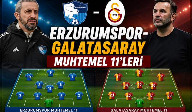 Erzurumspor-Galatasaray muhtemel 11'leri