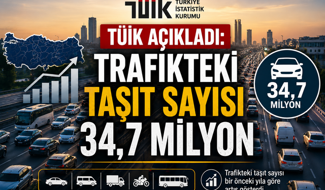 TÜİK açıkladı: Trafikteki taşıt sayısı 34,7 milyon
