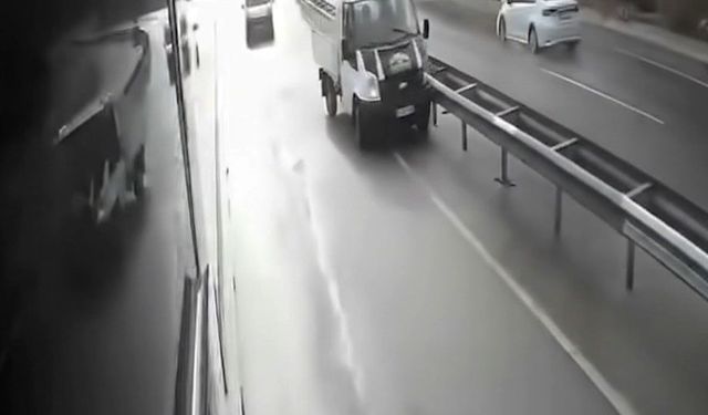 Çankırı'da kamyonet virajı alamadı; spin atıp bariyerlere çarptı