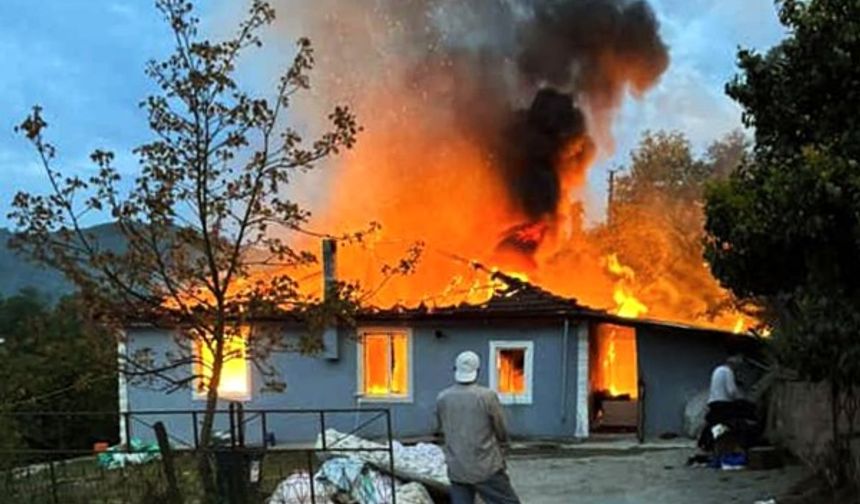Sakarya'da tek katlı ev küle döndü!