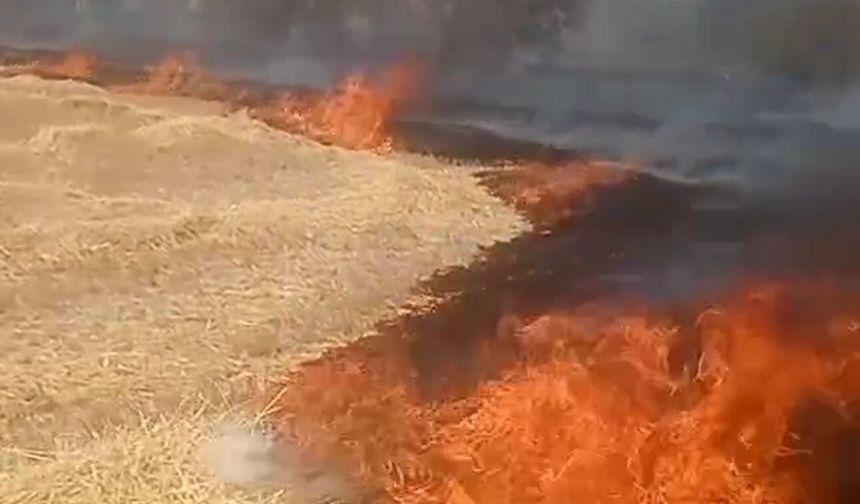 Ankara Beypazarı’nda elektrik kontağından anız yangını!