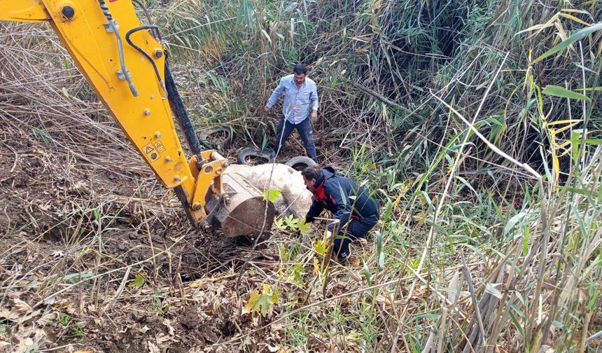 Hatay’da dereye düşen ineği itfaiye kurtardı