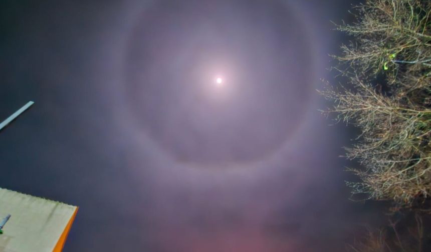 Tekirdağ Muratlı'da 'Ay Halesi' görüntülendi