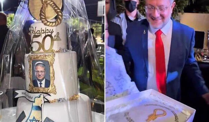İsrailli bakanın idam temalı yaş günü pastasına tepki