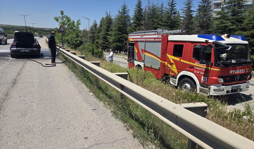 Ankara-Samsun yolunda otomobil kül oldu