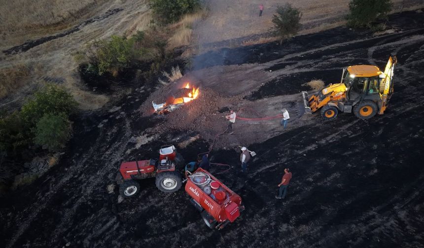 Ankara'nın Güdül ilçesinde araç yangını korkuttu