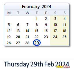 February 29 2024 Monday