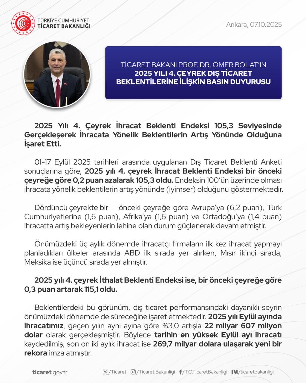 Bakan Bolat, Dış Ticaret (2)