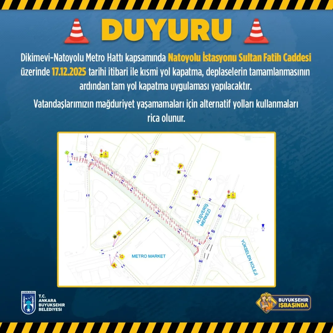 17 Aralık'ta Ankara'da Hangi Yollar Trafiğe Kapalı