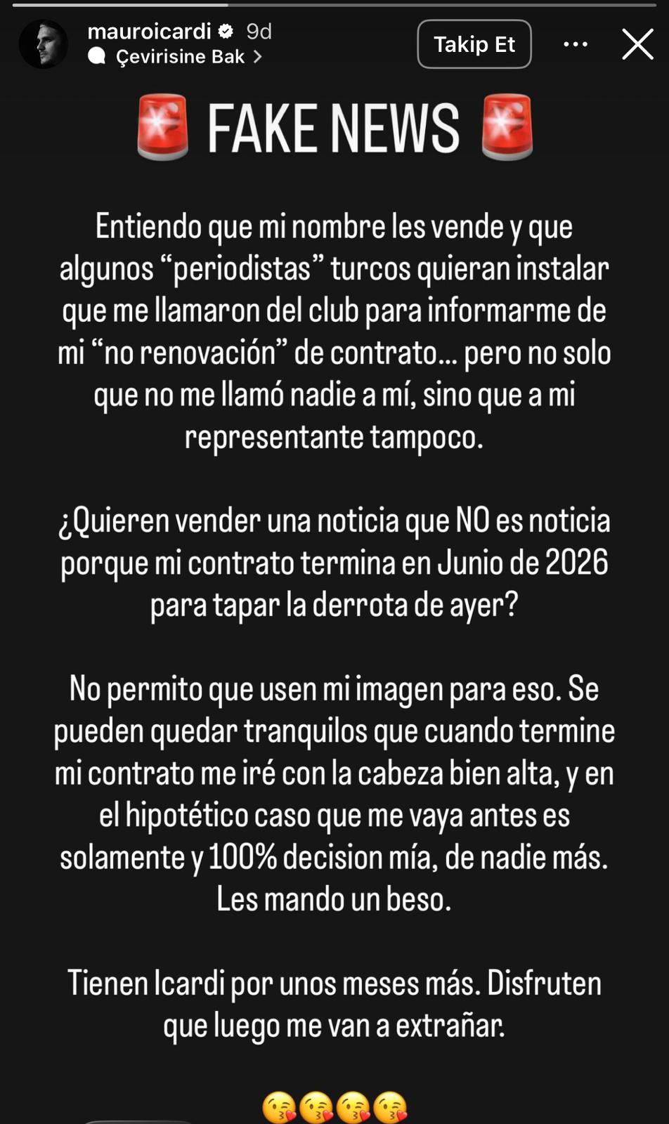 Mauro Icardi Ayrılık Açıklaması