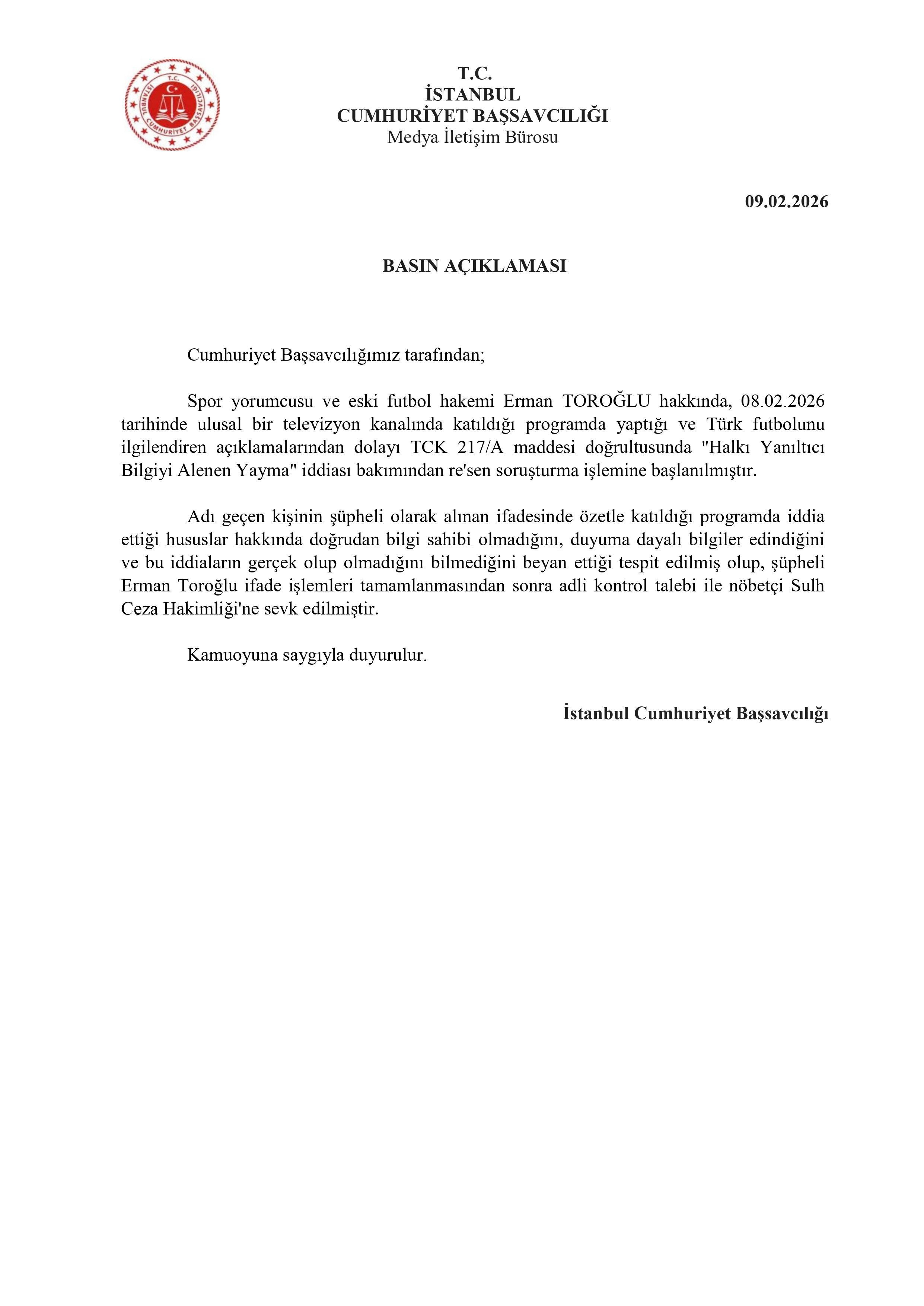 Erman Toroğlu Soruşturma