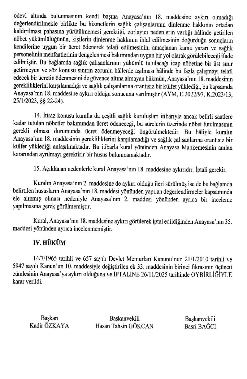 Sağlık Çalışanlarının Nöbet Ücreti Kararı 4