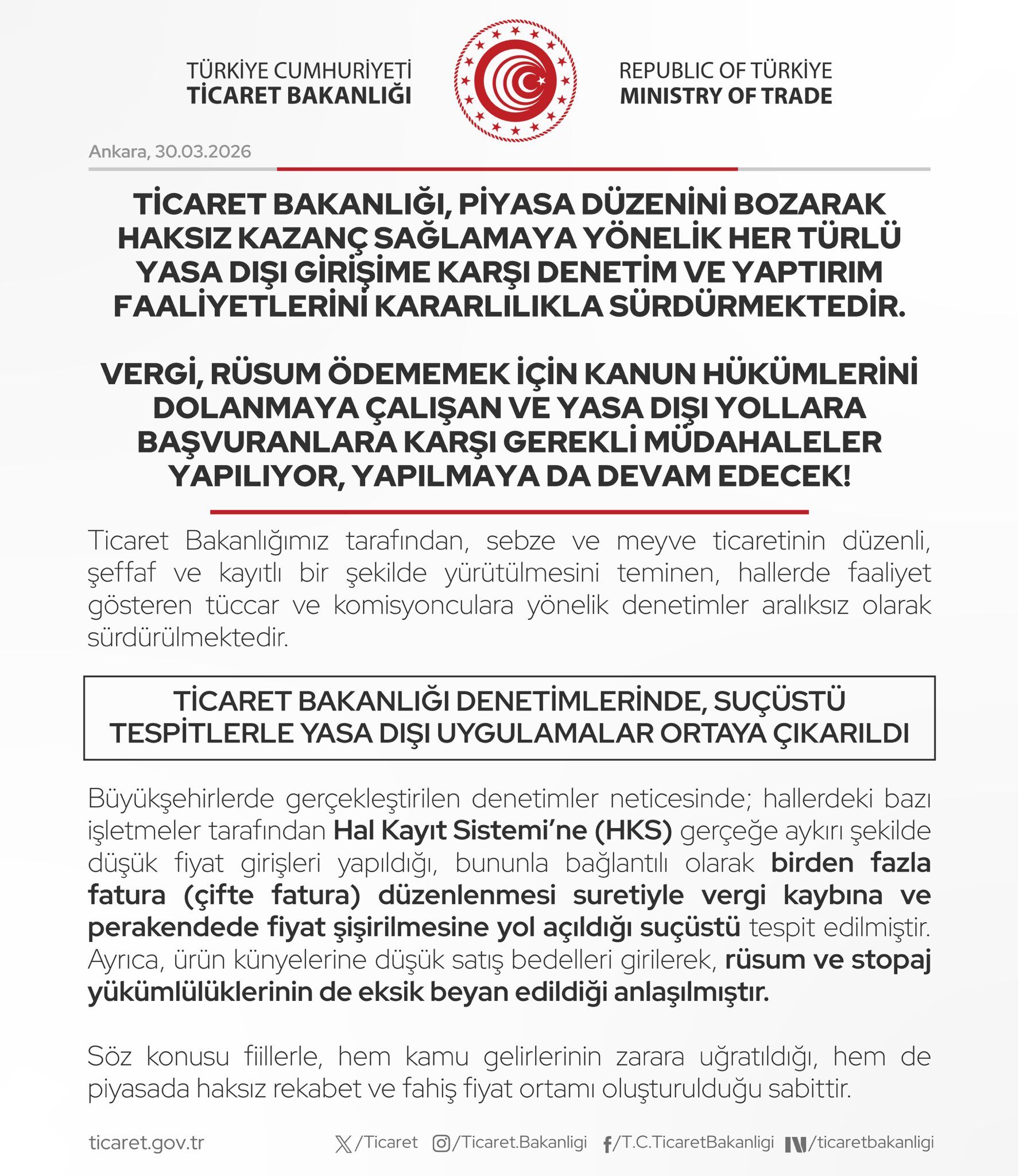 Ticaret Bakanlığı’ndan Piyasaya Sıkı Denetim (2)