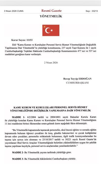 Kamu Personeline Çocuklarını Servisle Taşıma Hakkı