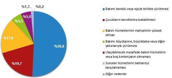 İstihdamda Olanların Çocuk Bakım Hizmeti Kullanmama Nedeni, 2025