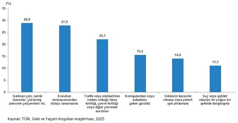Konut Ve Çevre Konusunda Sorun Yaşayan Fertlerin Oranı, 2025